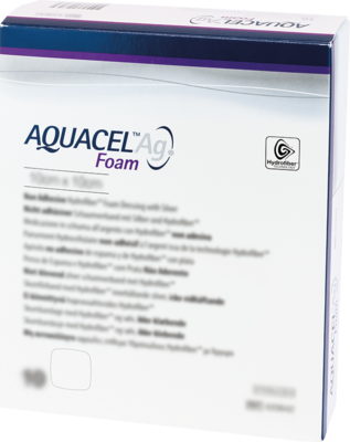 AQUACEL Ag Foam nicht adhäsiv 10x10 cm Verband